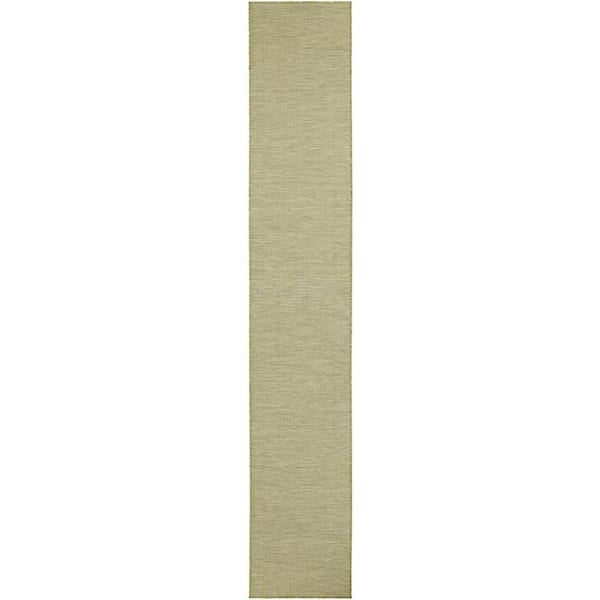 Positano Green 2 ft. x 10 ft. Indoor/Outdoor Solid Contemporary Runner Area Rug