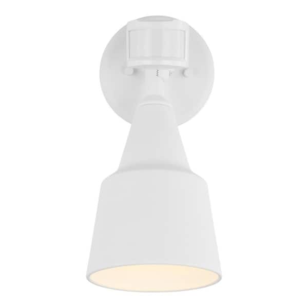 Generation Lighting 1 Head White Motion Activiated Outdoor Flood Light with Photo Cell and LED Light Bulb
