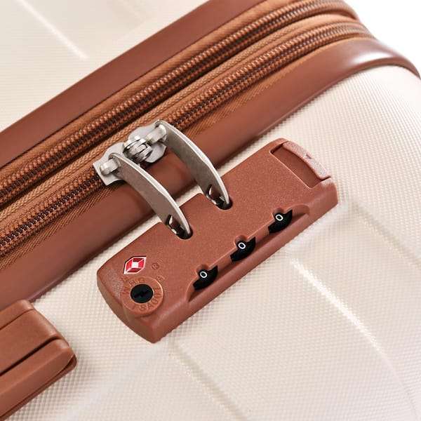 Merax Ivory and Brown Lightweight Durable 3-Piece Expandable ABS 