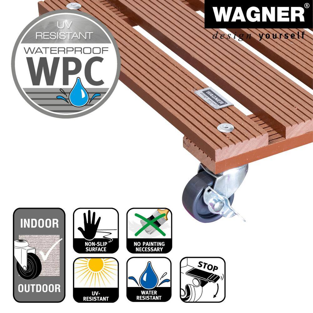 11.4" Terra Cotta Wood Plastic Composite Square Plant Caddy