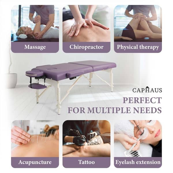 CAPHAUS 84 in. Purple Premium Memory Foam Massage Table with