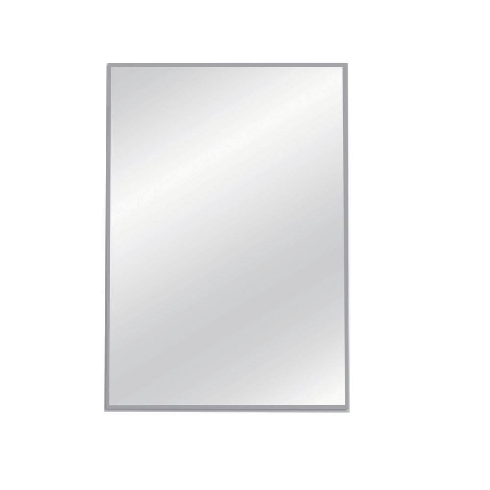 Silver 24 in W x 36 in. H Rectangular Metal Framed Fine-Edged Wall Mirror, 
