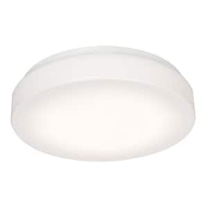 19 in. 34-Watt Integrated LED Flush Mount with White Fabric Shade