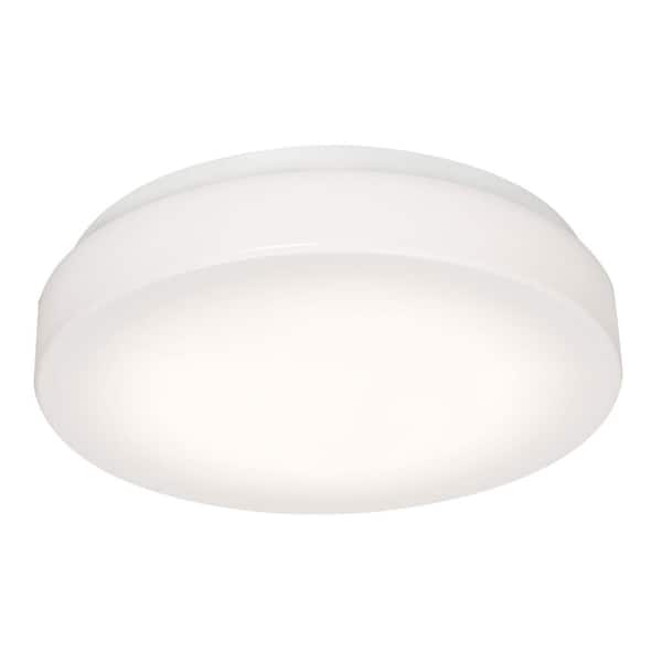AFX 19 in. 34-Watt Integrated LED Flush Mount with White Fabric Shade