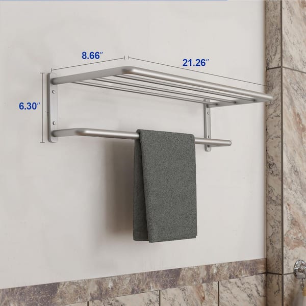 Aluminum Alloy 6-Bar Towel Rack Wall-Mounted 21.26 Inches Premium Towel Rack in Silver