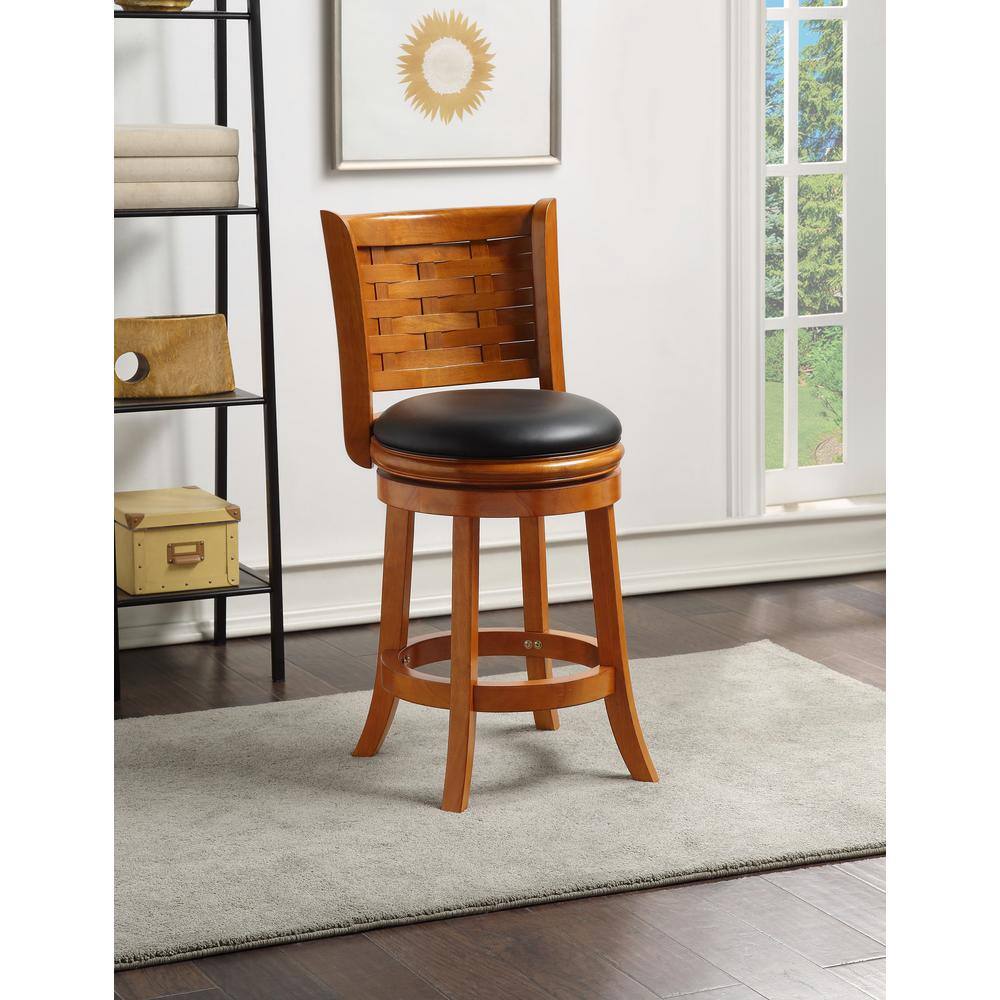 Boraam Sumatra 24 in. Brush Oak Swivel Cushioned Bar Stool 41024 - The ...