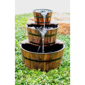 Wood 3-Tiered Cascading Washtub Fountain