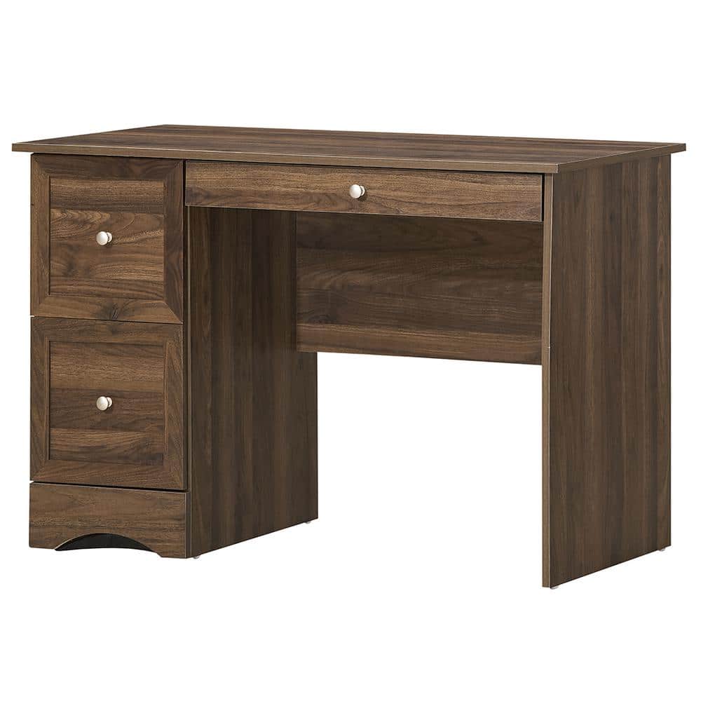 Charming Brown Engineered Wood Computer Desk with 3 Drawers