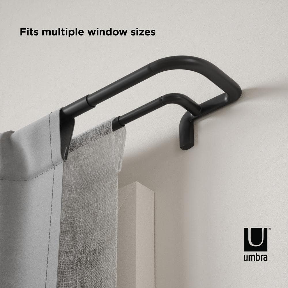 Black Double Wrap-Around Room Darkening Curtain Rod
