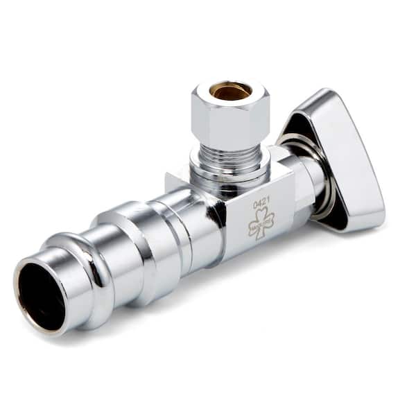 BV2Press 1/4 in. Turn Ball Valve Pro Press Angle Stop 3/8 in. Connection in Chrome