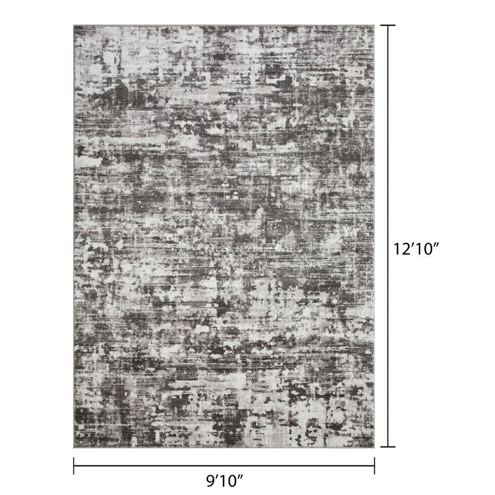 Gray Abstract 9' x 12' Stain-Resistant Synthetic Area Rug