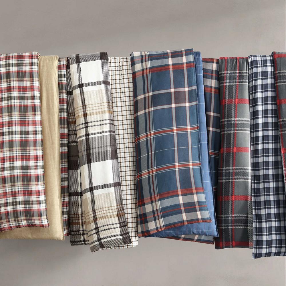 Astoria Plaid Red Microfiber King Duvet Set