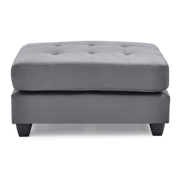AndMakers Malone Gray Tufted Ottoman