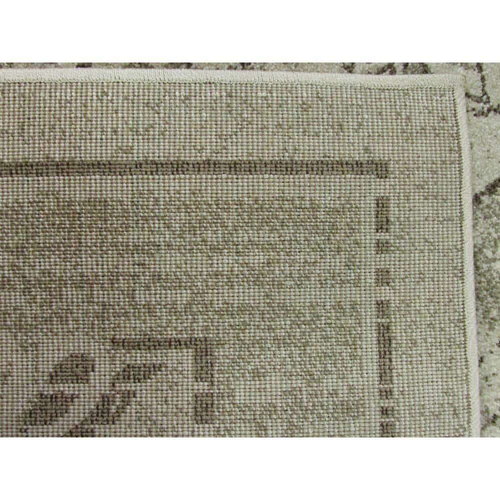 Ivory Brown Stain-Resistant Rectangular Synthetic Rug 9' x 12'