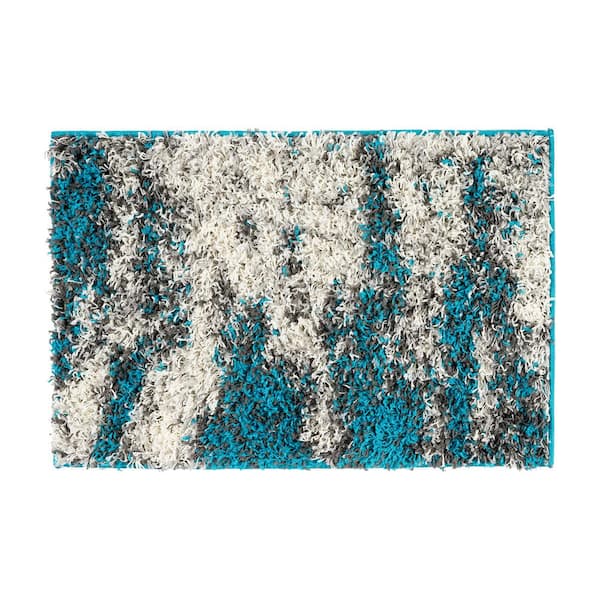 World Rug Gallery Turquoise 2 ft. x 3 ft. Modern Abstract Design Plush Shag Area Rug