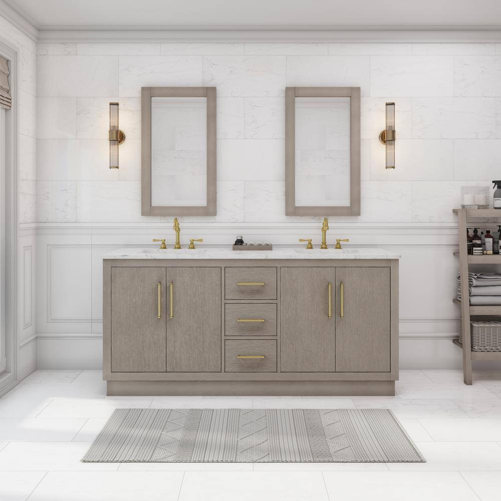 Hugo 72'' Gray Oak Double Vanity with Marble Top