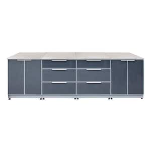 Aluminum Slate Gray 4-Piece 120 in. W x 37.25 in. H x 36 in. D Outdoor Kitchen Cabinet Set with 36 in. Countertops