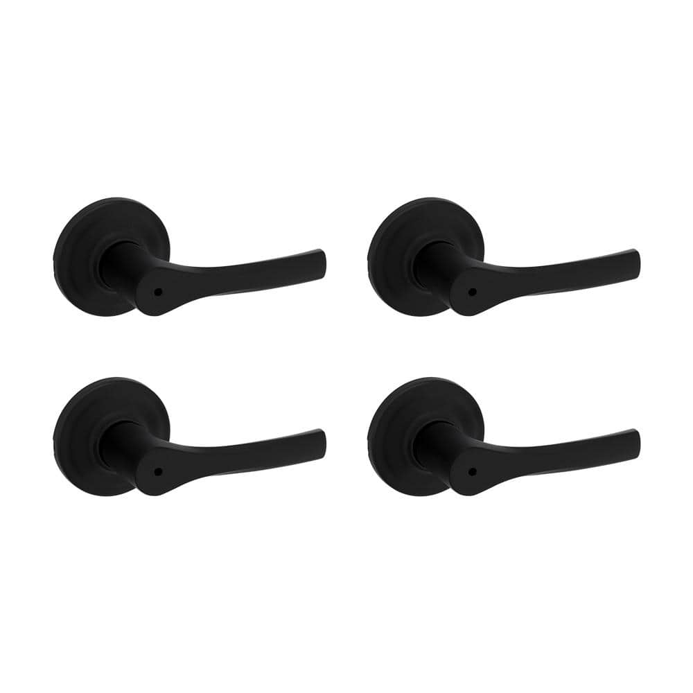 Kwikset Henley Matte Black Bed/Bath Door Handle 4-Pack