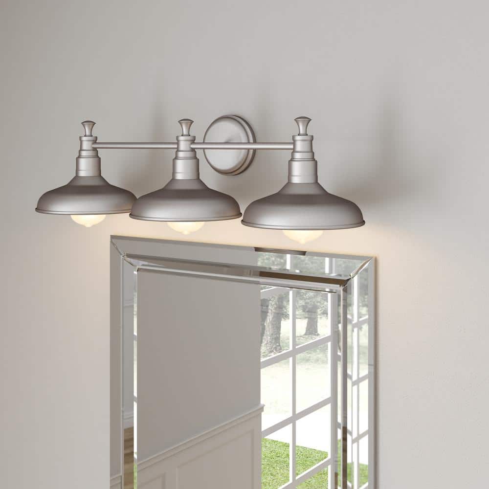 Kimball Galvanized Steel 3-Light Bathroom Vanity Fixture