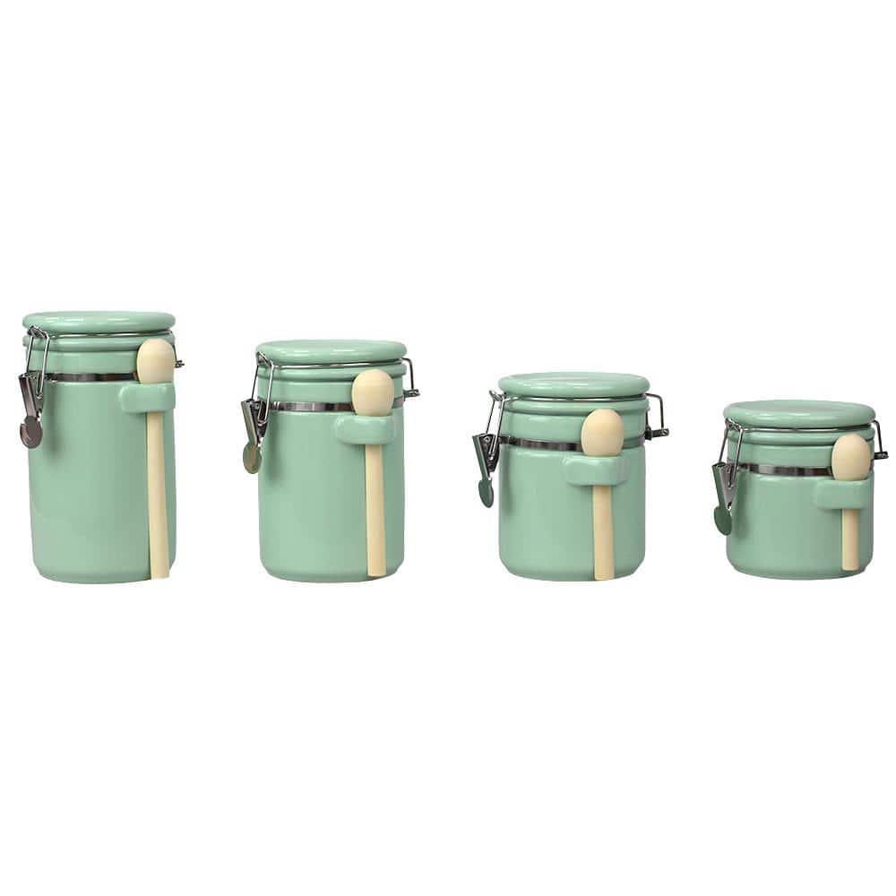 CP- Ceramic Handpainted Air Tight Jars For Kitchen Storage (GREEN