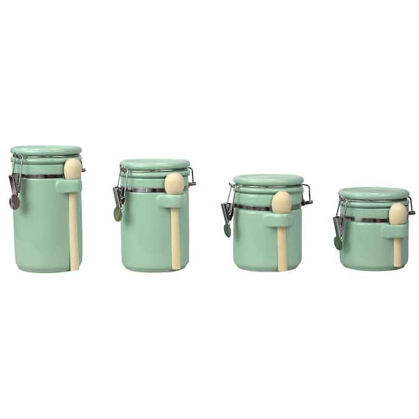 Home Basics 4 Piece Ceramic Canisters with Air-Tight Clamp Top Lid