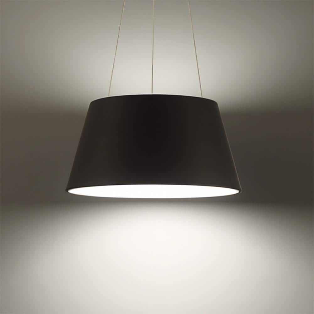 Vida Black Contemporary LED Drum Pendant with Adjustable Height