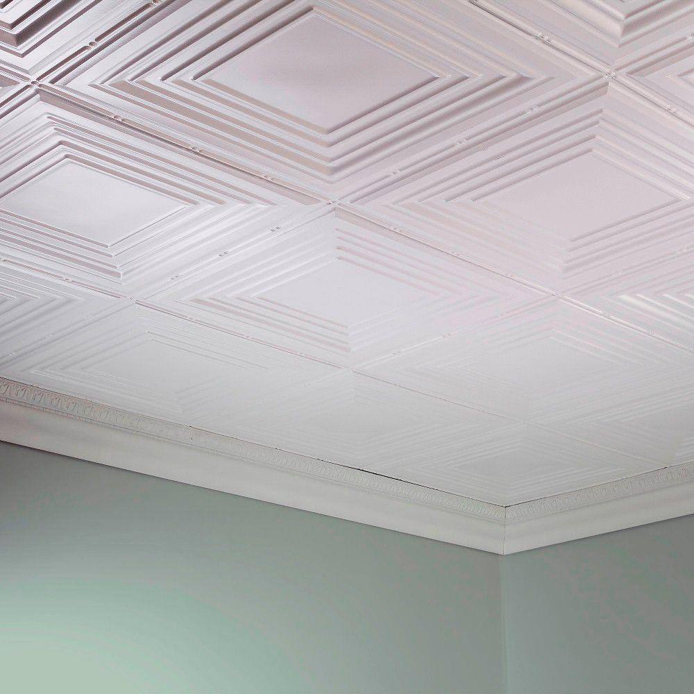 Matte White 48'' x 24'' Decorative Vinyl Ceiling Tile