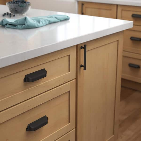 Awning Dual Mount 3 or 3-3/4 in. (76/96 mm) Classic Matte Black Cabinet Drawer Cup Pull