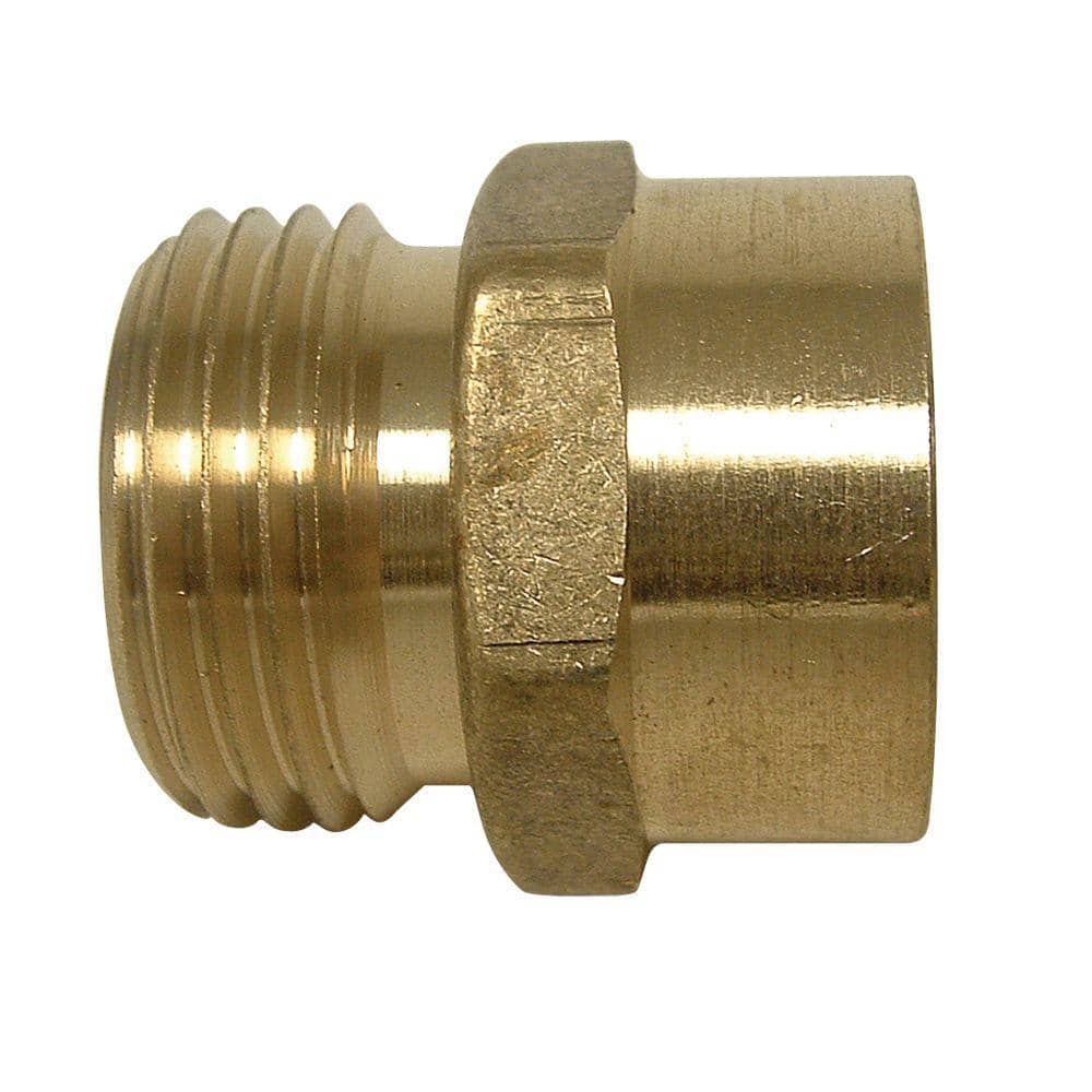 1/2" Female NPT to 3/4" Male GHT Garden Hose Thread to Female Pipe Adapter Brass 