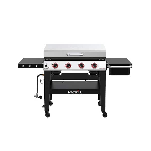 Nexgrill Daytona 4-Burner 36 in. Propane Gas Griddle in Black with Stainless Steel Lid