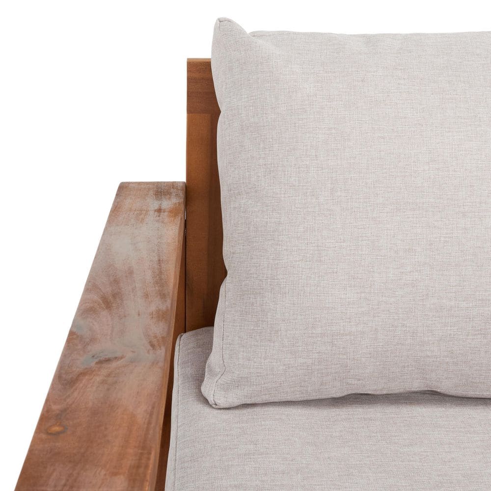Endelia Natural Wood 4-Piece Patio Set with Light Gray Cushions