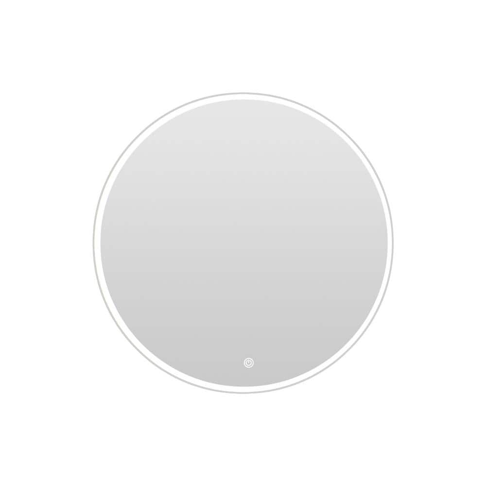36 in. W x 36 in. H Round Frameless LED Wall Mount Dimmable Anti-Fog with B