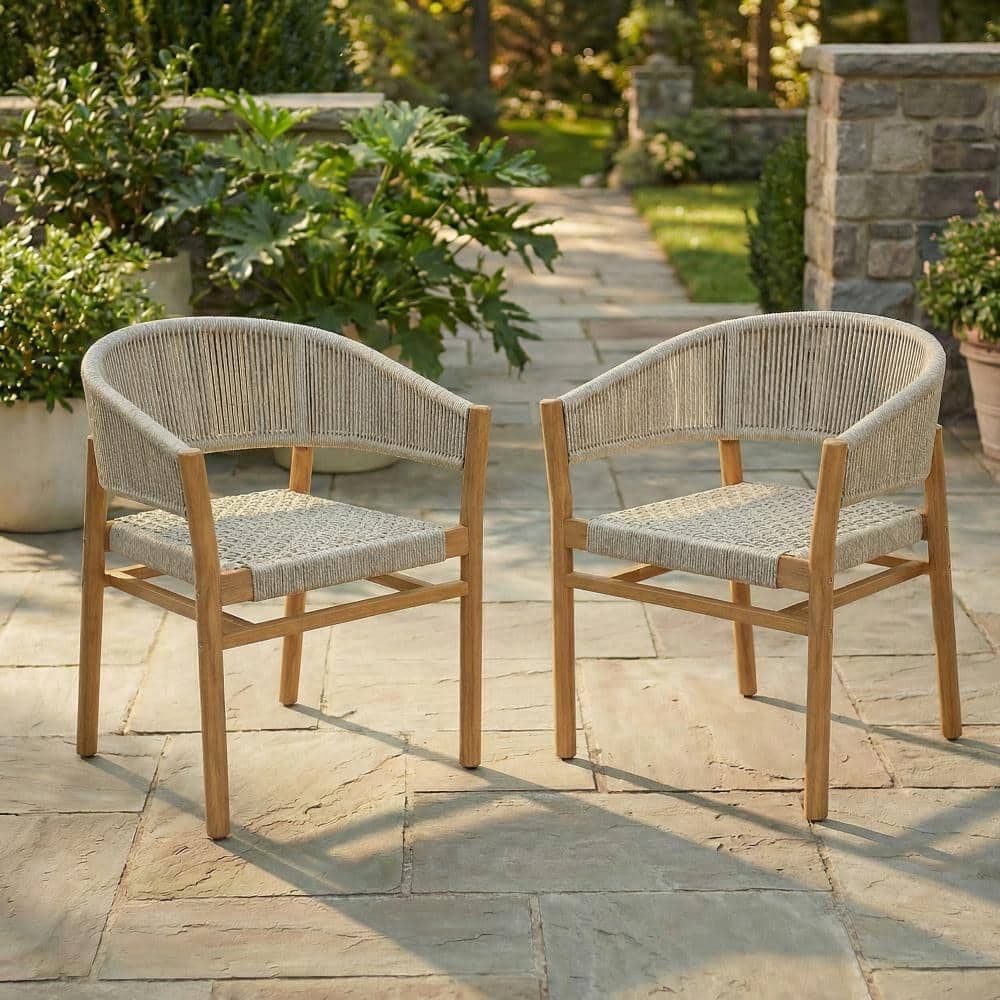 Natural Comfortable Garden Seating Outdoor Dining Chair Set of 2 price history on PriceWatchPro