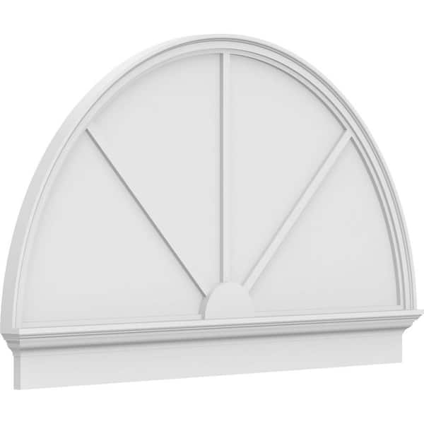 Ekena Millwork 2-3/4 in. x 58 in. x 35-3/4 in. Half Round 3-Spoke Architectural Grade PVC Combination Pediment Moulding