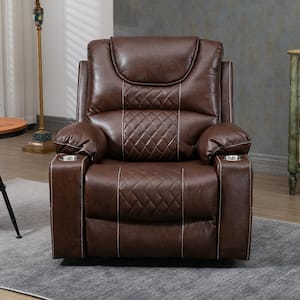 Oversized Brown Breathable Leather Electric Recliner Chair Elderly Power Lift Chair with Massage and Heating, 400 lbs.