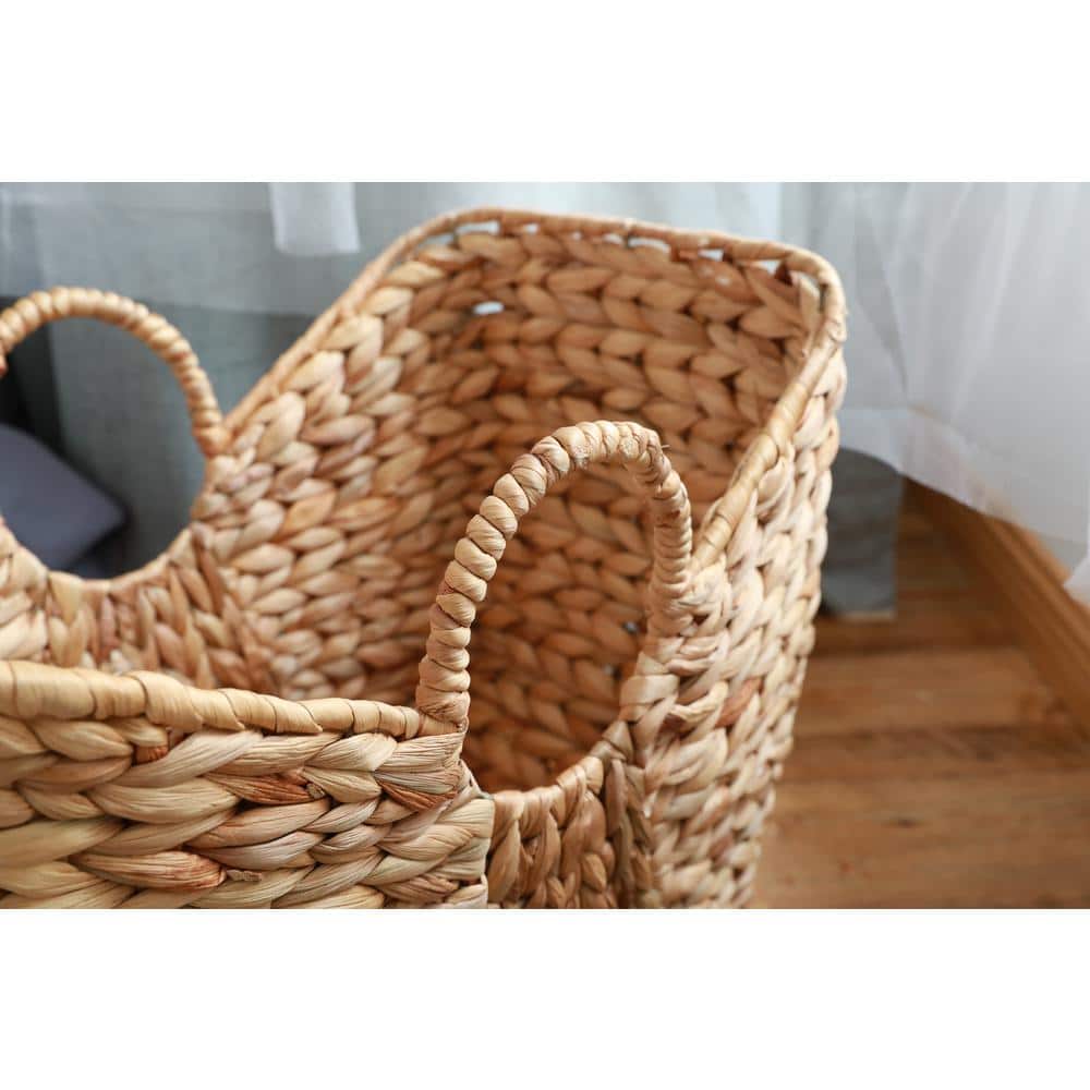Large Natural Wicker Laundry Basket with Round Handles