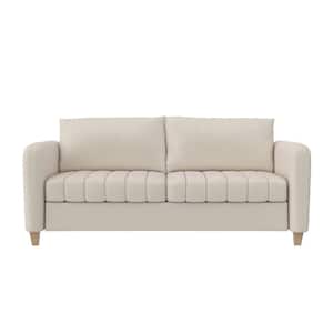 Coco 71.5 in Straight Arm Fabric Rectangle Sofa in. Ivory Velvet