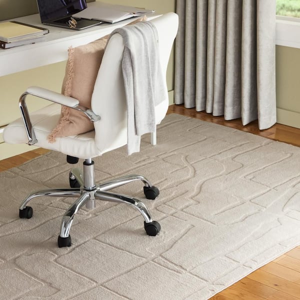 Rae Abstract Organic Washable 5 ft. x 7 ft. Taupe Indoor Area Rug