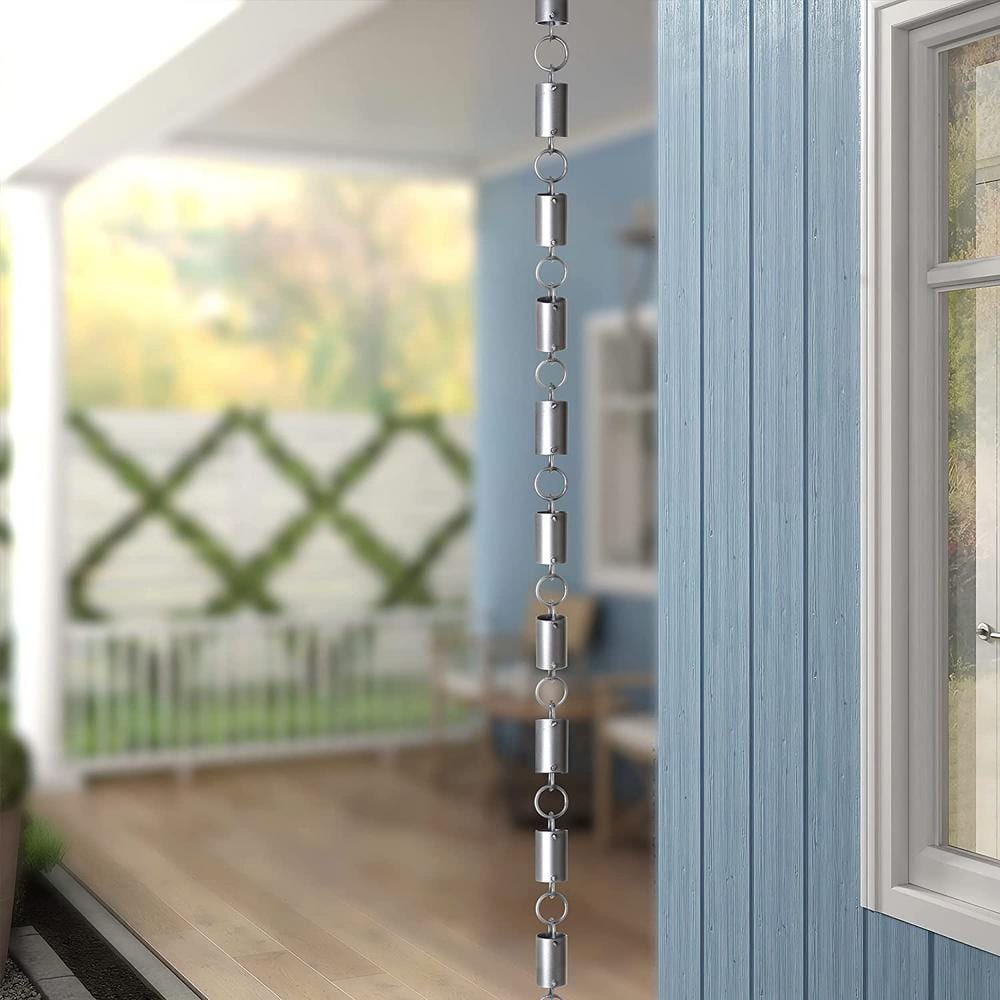 Pewter Aluminum Cylinder Rain Chain for Gutters