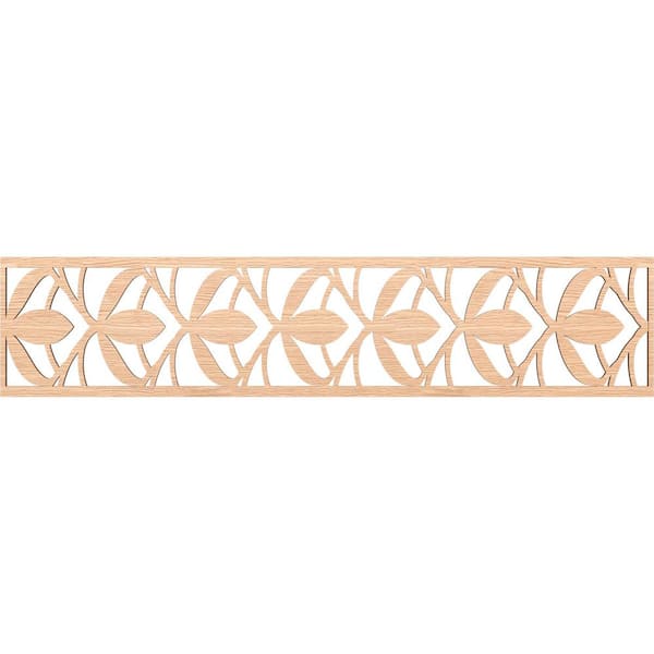 Ekena Millwork Salem Fretwork 0.25 in. D x 46.75 in. W x 10 in. L Red Oak Wood Panel Moulding