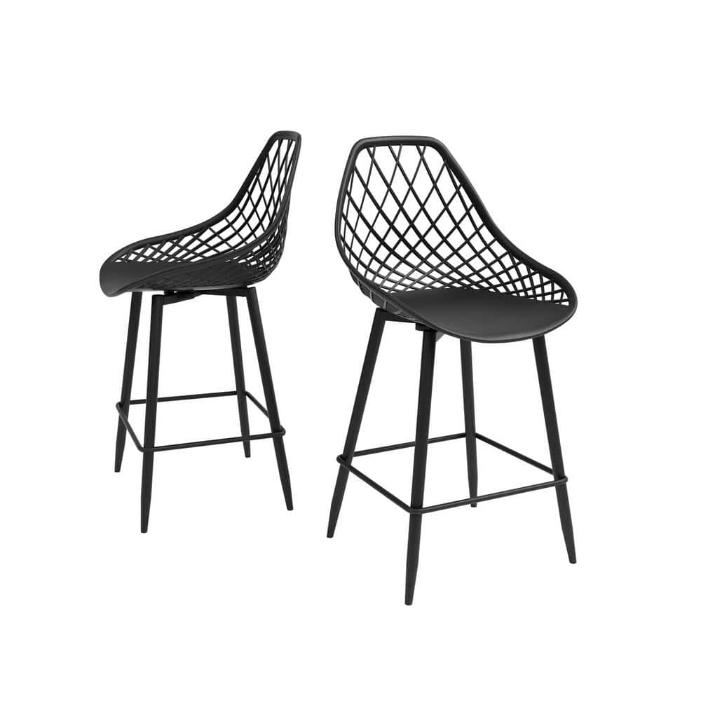 Jamesdar Kurv 25.5 in. Black Metal Counter Chair (Set of 2)