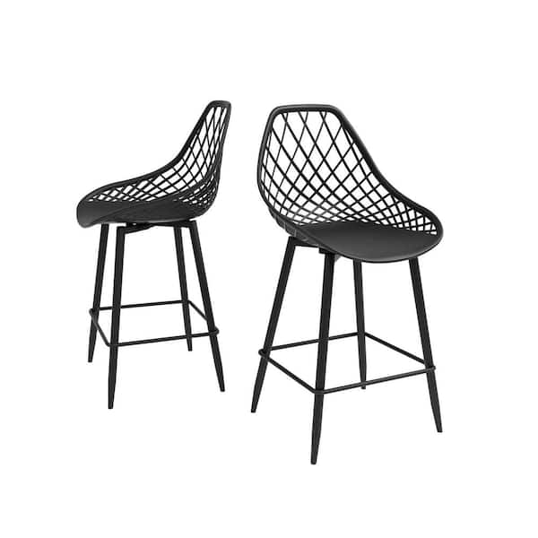 Jamesdar Kurv 25.5 in. Black Metal Counter Chair Set of 2