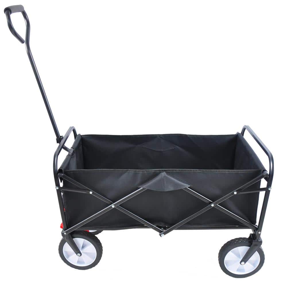 23.18 cu. ft. Black Metal Folding Wagon Shopping Beach Garden Cart
