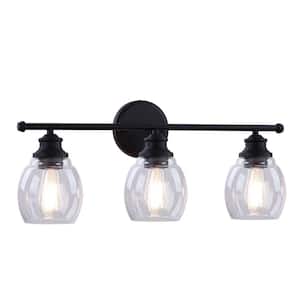 24 in. 3-Light Oil Rubbed Bronze Vanity Light with Clear Glass Shade
