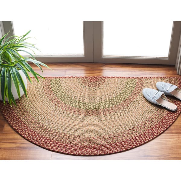 Braided Rust/Multi 2 ft. x 4 ft. Machine Washable Border Solid Color Specialty Area Rug