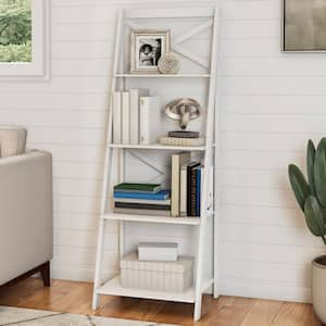 56 in. 4-Tier Ladder Bookcase Freestanding Bookcase with X Back Frame