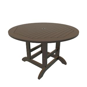 Weathered Acorn Round Recycled Plastic Outdoor Dining Table