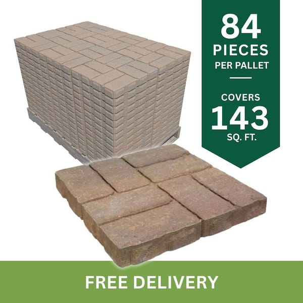 Weathered Brick 15.75 in. x 15.75 in. x 2 in. Tan/Charcoal Concrete Step Stone (84 Pieces / 143 sq. ft. / Pallet)