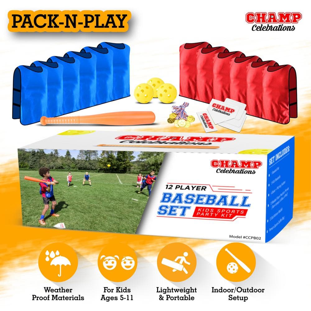 CHAMP CELEBRATIONS Machrus All-In-One Baseball Set, Kids Sports Baseball Practice Set  (12 Players)