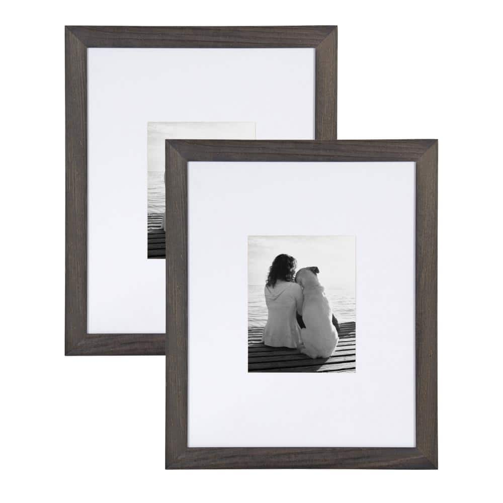 DesignOvation Museum 16x20 matted to 8x10 Gray Picture Frame Set of 2 ...